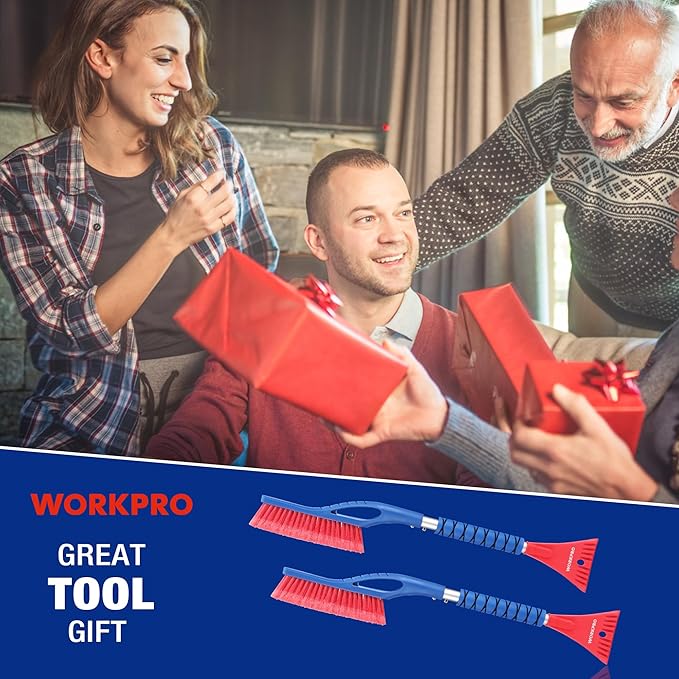 WORKPRO 27" Snow Brush and Ice Scraper for Car Windshield, Car Snow Brush and Ice Scraper with Foam Grip, 2-in-1 Detachable Snow Removal Tool, Storage Bag Included, 2 PC