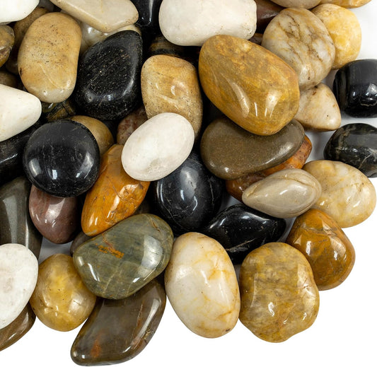 10lbs River Rocks, 2-3 Inch Large Pebbles for Indoor Plants, Natural High Polished Decorative Stones for Vase Filler Fish Tank, Mixed Color