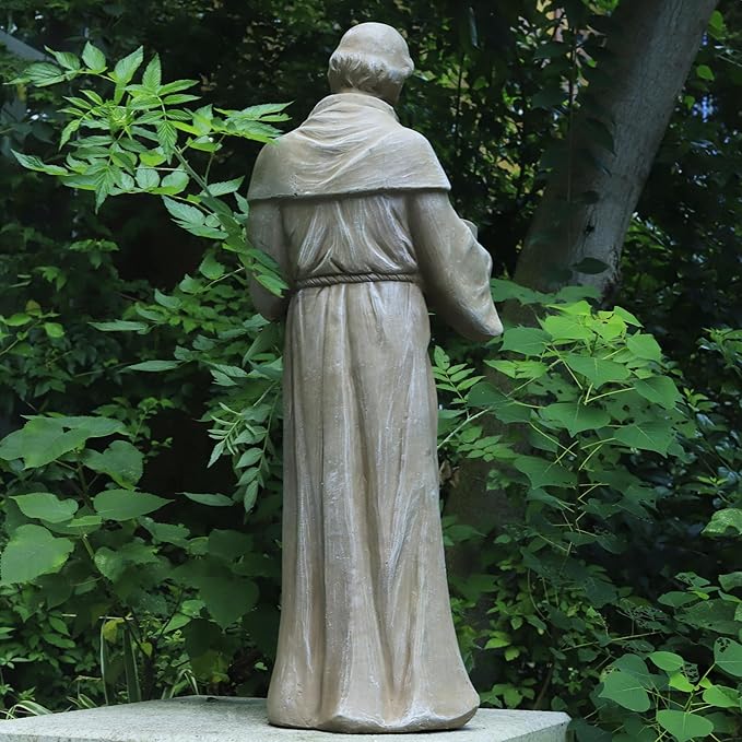 36" H Large St. Fiacre Statue Outdoor Decor for Garden Lawn Yard Porch Patio Hallway Religion Sculpture