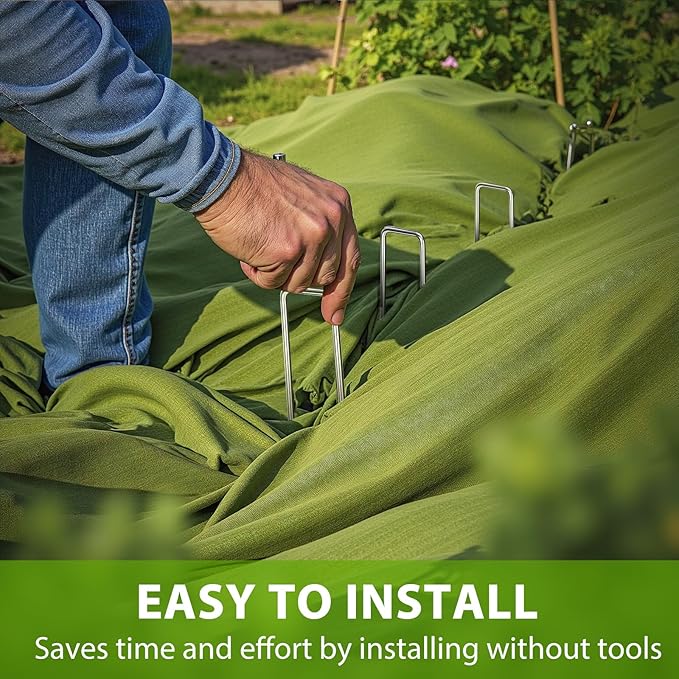 Landscape Staples 8 Inch, 25 Pack 8 Gauge Galvanized Garden Staples U-Shaped Landscape Stakes, Heavy Duty Ground Stakes for Outdoor Decorations, Weed Barrier Fabric, Irigation Tubing, Tent