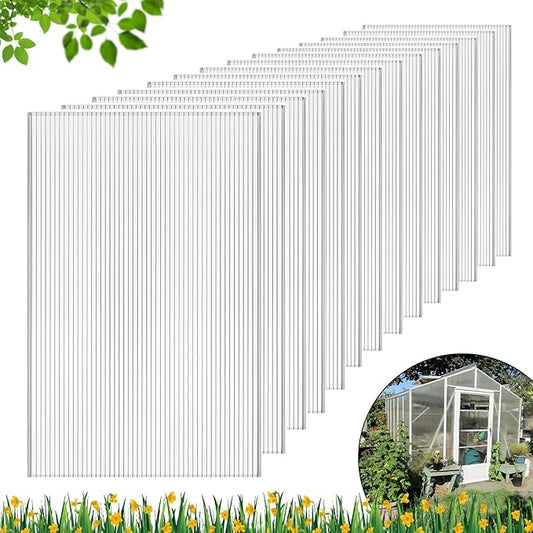 DGSL 14 Pcs Polycarbonate Greenhouse Panels, 4' x 2' x 0.32'' Twin-Wall Panels, Polycarbonate Sheet for All Weather Outdoor Garden and Greenhouse Covering