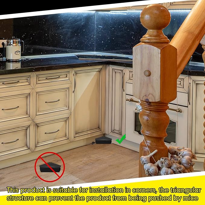 Qualirey 48 Pcs Mice Station with Key Triangle Bait Station Reusable Rodent Trap Bait Box, Keeps Children and Pets Safe Indoor & Outdoor, Bait Not Included, Suitable for Small Mice (Black)