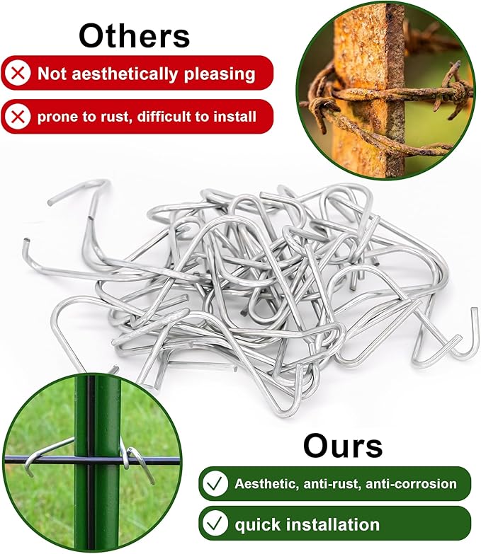T-Post Clips Galvanized Steel Fence Clips 350 PCS 10 Gauge Convenient and Fast Installation Pre-Cut Fence Ties for T-Posts/U-Posts