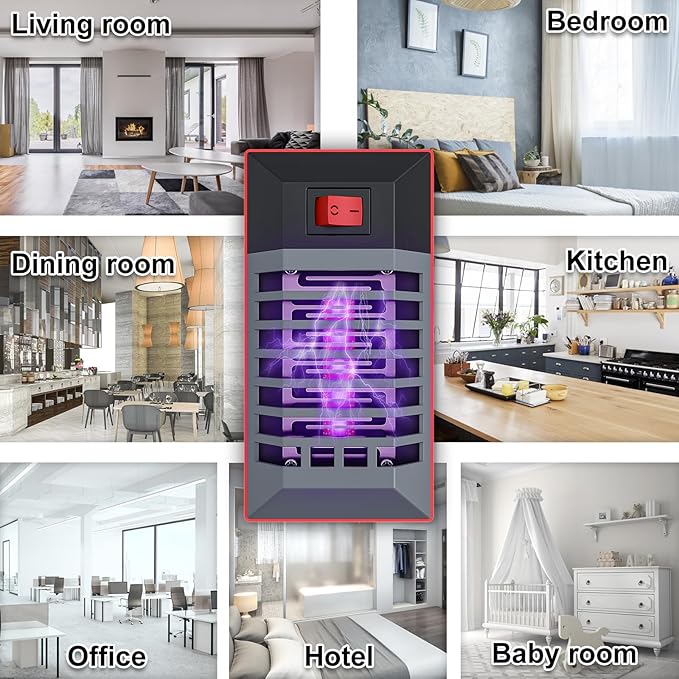 2 Pack Plug in Bug Zapper Indoor Flying Insect Trap, Electronic Mosquito Zappers Gnat Traps with LED Light for Patio, Bedroom, Kitchen, Office