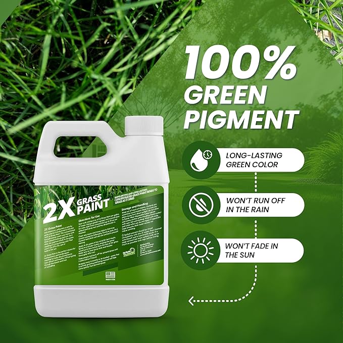 32oz 2X Green Grass Paint for Lawn, Ideal Turf Paint & Green Lawn Spray to Renew Discolored Lawns, Concentrated Grass Dye, Premium Colorant for Vibrant and Lush Greener Lawns