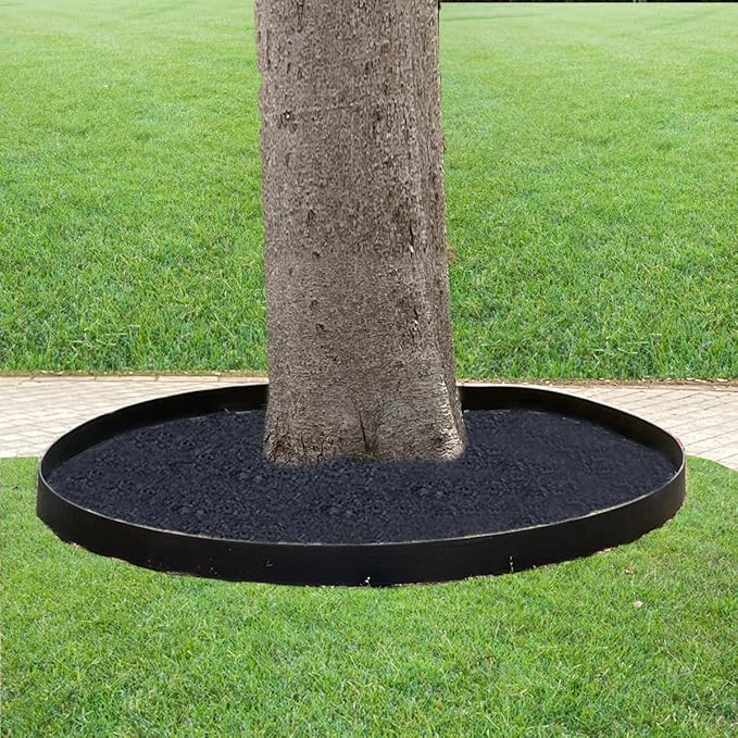 49FT Landscape Edging, 4 in Tall Garden Edging Borders with 75 Spikes,Flexible No Dig Lawn Edging Plastic Borders for Garden, Flower Beds, Pavement-Black