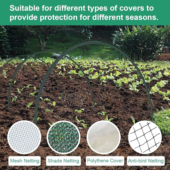 Gardzen Garden Hoops, DIY Greenhouse Hoops for Raised Beds, Row Cover, Garden Netting 24PCS