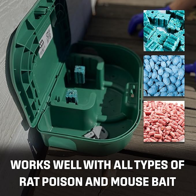 Exterminators Choice - 6 Pack Rat Bait Station Boxes with 1 Key - Heavy Duty Mouse Trap Poison Holder - Great for Catching Rats and Mice - Pest Control - Durable and Discreet