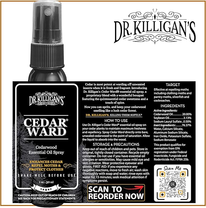 Dr. Killigan's Cedarwood Chip Canisters - Moth Repellent for Closets, Cedar Blocks for Clothes Storage, Drawer Deodorizers, 6 Reusable Tins with Wood Shavings