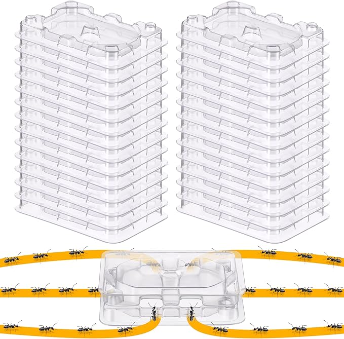 Qualirey 16 Set Ant Bait Stations Reusable (Bait NOT Included), Multi Surface Ant Killer Trap for Home, Control for Indoor and Outdoor Use, Roach Station for Common Household (Standard)