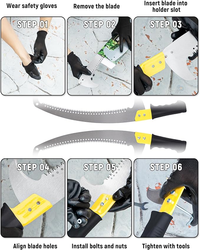 14.5FT Pole Saw with Adjustable Length for Tree Trimming, Lightweight Manual Pruning Saw with Mn Steel Blade, Long Extension Branch Cutter Pole Pruner for Yard, Garden, Patio & Forestry Use