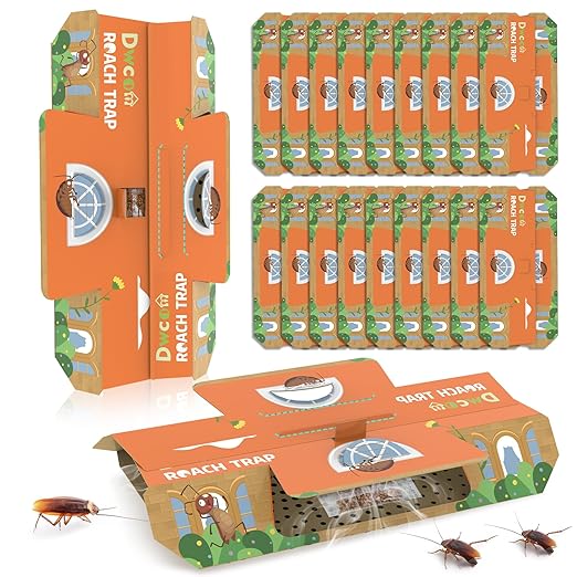 18 Pack Roach Traps Double Buckle Design, Adjustable Inlet & Enhanced Bait Roach Killer Indoor Infestation Cockroach Killer Indoor Home Child & Pet Friendly