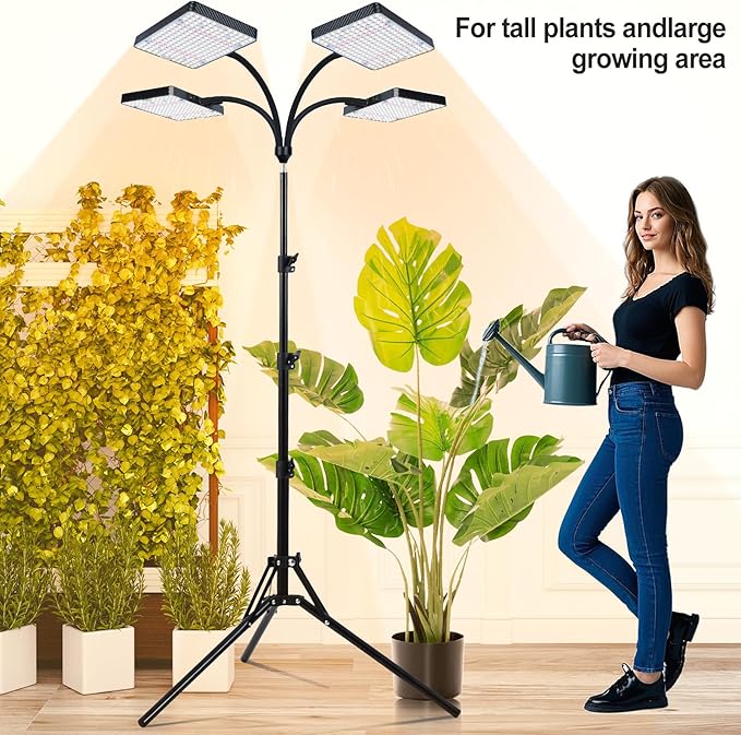 Grow Light with Stand, Orchbloom Grow Lights for Indoor Plants 100W, Natural Sunlight Full Spectrum Plant Growing Lamps for Houseplants & Bonsai Tree, 4/8/12 Hr Timer Plant Light Auto On/Off Everyday