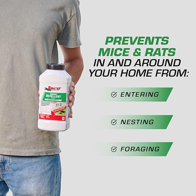 Tomcat Repellents Rodent Repellent Granules, For Outdoor Mouse and Rat Prevention, 2 lb.