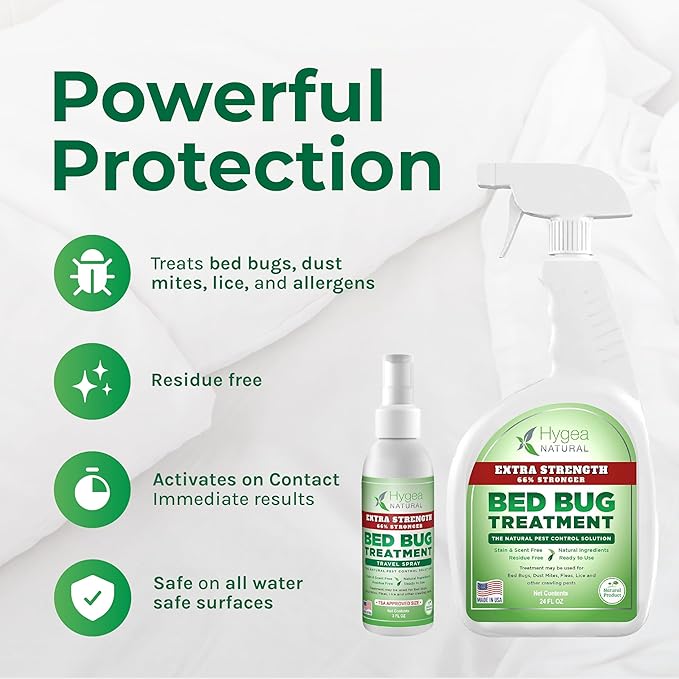 Extra-Strength Bed Bug DIY Kit - unique, Odorless, Child & Pet Friendly - All water-friendly surfaces - 1 Bed Bug Spray (24 oz) & 1 Bed Bug Travel Spray in TSA Approved Size (3 oz)