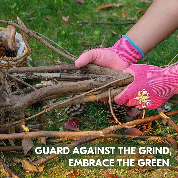 Vgo... 3 Pairs Women’s Gardening Gloves - Non-Slip Nitrile Coated, Breathable for Outdoor, DIY, Ranch, Camping(RB6013)