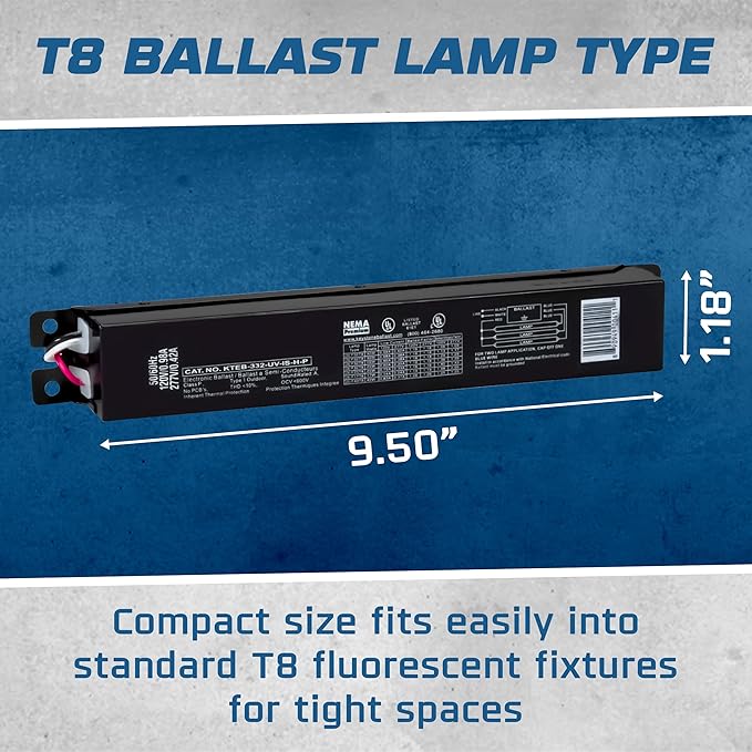 OHLECTRIC Replacement for Keystone KTEB-332-UV-IS-H-P 3 Lamp T8 Electronic Fluorescent Ballast with High Light Output | 120-277V Input with Instant Start Operation | 1.18 Ballast Factor, UL-Approved