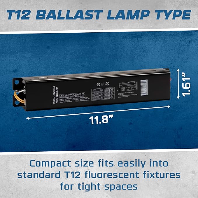 Replacement for Keystone KTEB-2110-UV-TP-PIC 2 Lamp T12 Electronic Fluorescent Ballast | 120-277V Input with Instant Start Operation | 0.85 Ballast Factor, UL-Approved