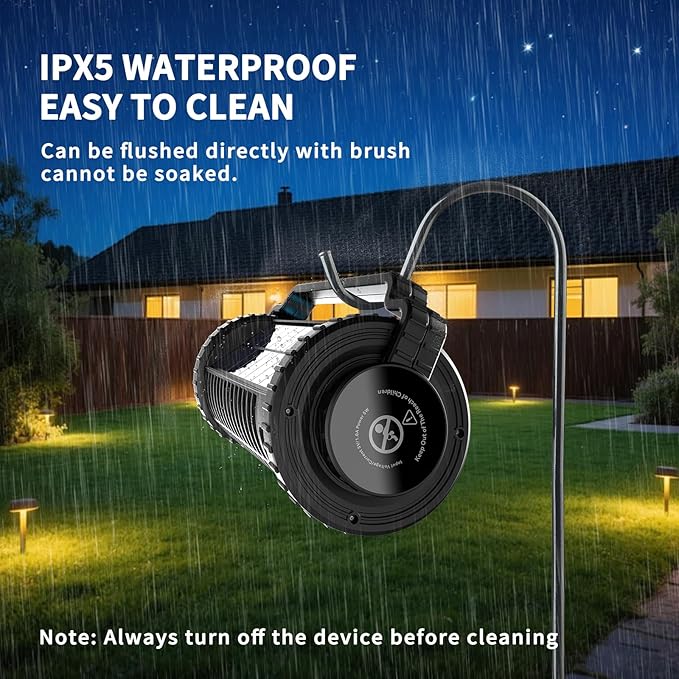 Solar Bug Zapper Indoor Outdoor, 4200V Portable Electric Mosquito Zappers Waterproof, Rechargeable Cordless Insect Fly Zapper with 4000mAh Battery, LED Light for Home, Patio, Backyard, Camping