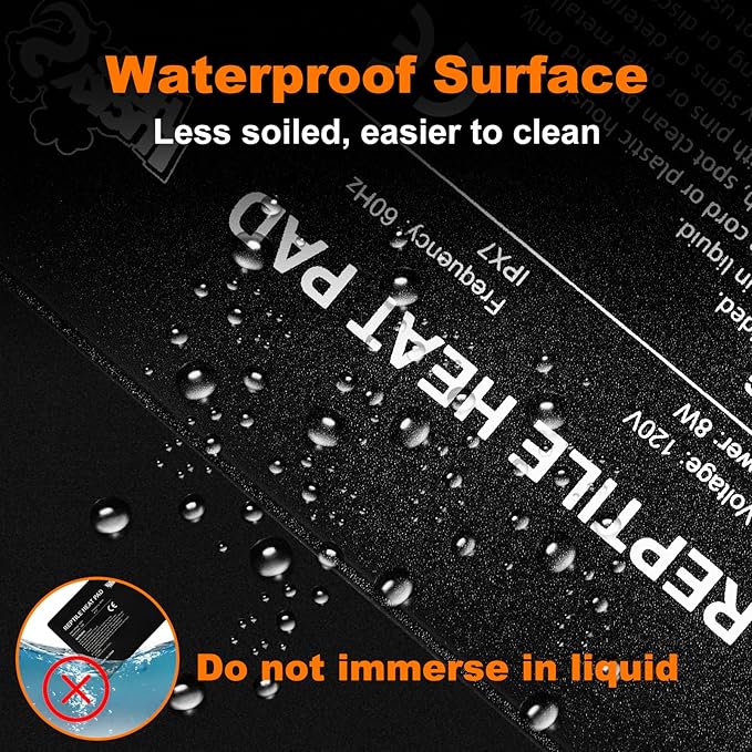 LUCKY HERP Reptile Heat Pad 6x8 Inch 8W Under Tank Terrarium Heating Mat, Reptile Heat Mat, Reptile Heating Pad for Turtle, Lizard, Hermit Crab, Frog, Snake