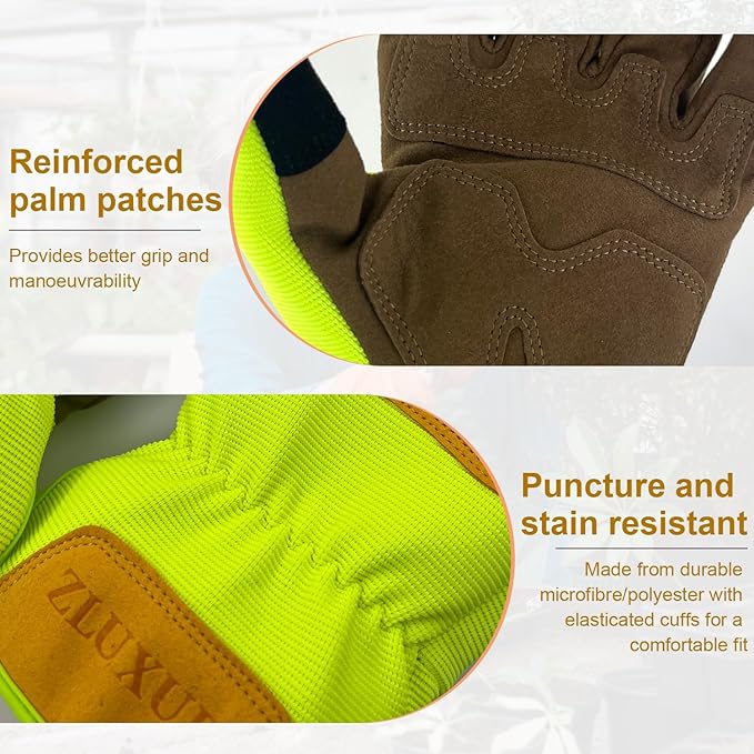 ZLUXURQ Gardening Gloves for Women and Men, Work Gloves for Yard Work