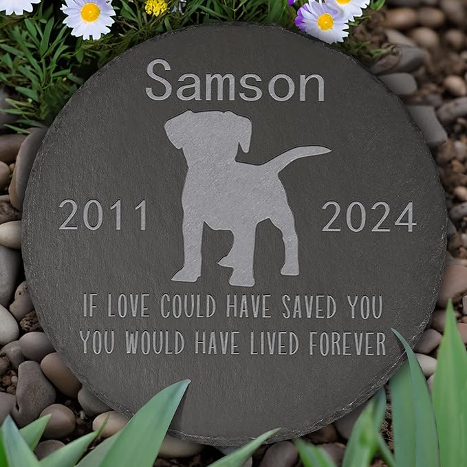 Dog Memorial Stone Dog Garden Statue - Dog Memorial Gifts - Dog Tombstone - Dog Loss Gift - Loss of Pet Dog - Round