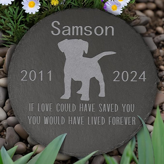 Dog Memorial Stone Dog Garden Statue - Dog Memorial Gifts - Dog Tombstone - Dog Loss Gift - Loss of Pet Dog - Round