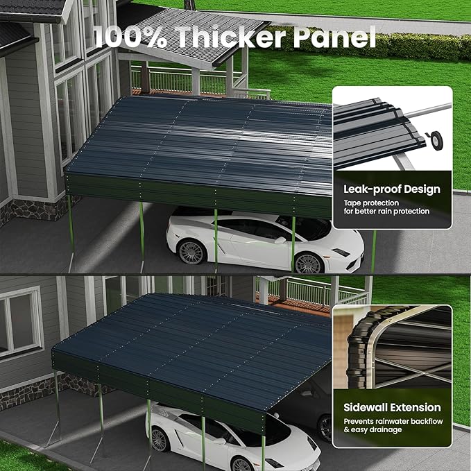 Heavy Duty Metal Carport – Sturdy Structure, All-Weather Protection, Easy Assembly for Cars, Trucks, Boats, Tractors, and Outdoor Storage (Gray, 20X20 FT)