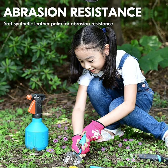 Vgo... 1-Pair Age 5-6 Kids Gardening Gloves,Children Yard Work Gloves,Soft Safety Outdoor Playing Gloves (Size M,Purple Rabbit, KID-SL7362)