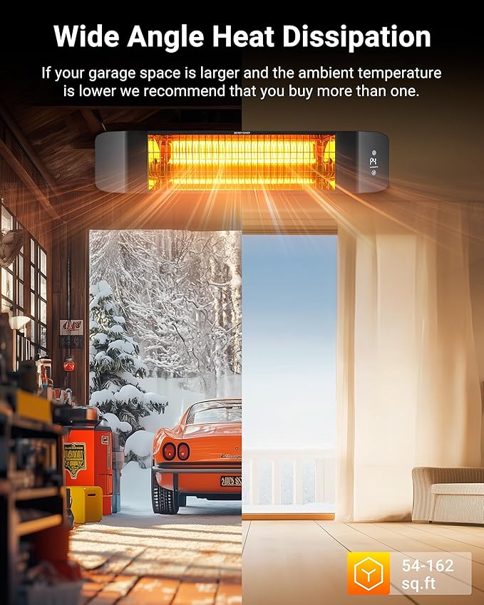 Pasapair Electric Patio Heater - Smart Infrared Indoor Heater 24H Timer with APP Control - Wall Mounted Outdoor Heater for Patio Garage - IP65 CSA Certified