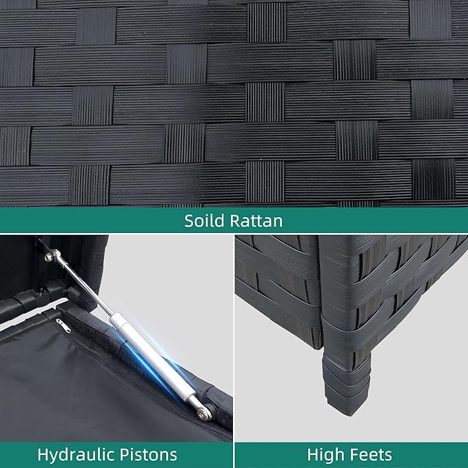 YITAHOME 260 Gallon Wicker Deck Box, XXL All-Weather Outdoor Storage Box, Extra Large Rattan Storage Bin for Patio Furniture, Outdoor Cushions, Pool Storage and Garden Tools (Black)