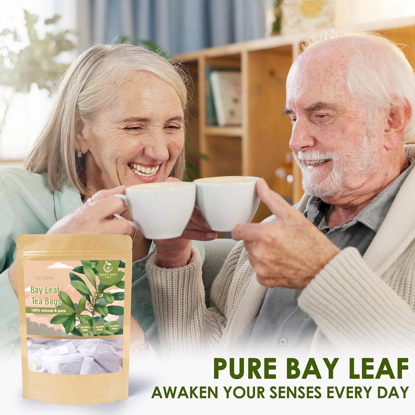 NHAT ANH FARM - Premium Bay Leaf Tea Bags, 40 Tea Bags, 100% Natural Dried Bay Leaf, Naturally Sweet Herbal Tea, Sugar-Free, Caffeine-Free, No Additives.