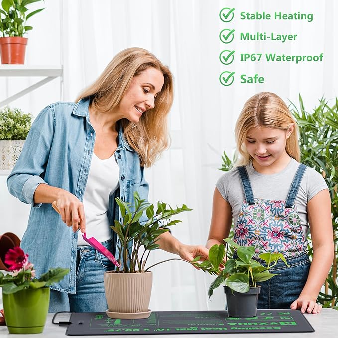 Adjustable Seedling Heat Mat with Temperature Controller, Waterproof Plant Heating Pad Seed Starter Warming Mat for Rapid Seed Germination - 10 x 20.75Inch