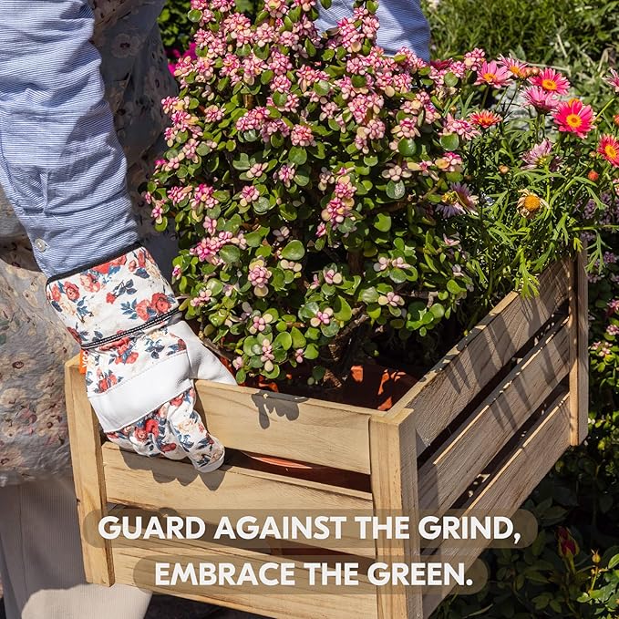 Vgo... Women Gardening Gloves Premium Goat Leather Work Gloves Thornproof for Pruning,Outdoor Activities(GA7454/GA3561)