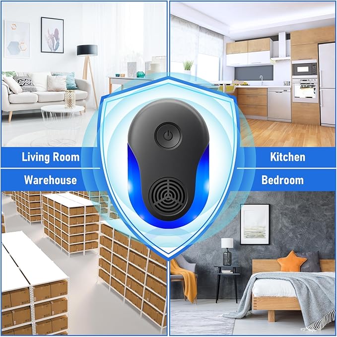 2025 Upgraded Version Ultrasonic Repeller 6 Pack, Indoor Ultrasonic and Repellent for Pest Insect, Roach, Rodent, Mouse, Bugs, Ant, Mosquito, Mice, Spider, Electronic Plug in Pest Control (6)
