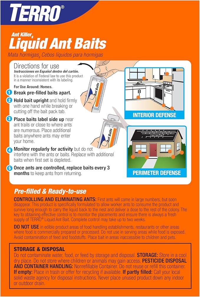 TERRO Ant Killer Bait Stations T300B - Liquid Bait to Eliminate Ants - Bait System - 12 Count Stations for Effective Indoor Ant Control