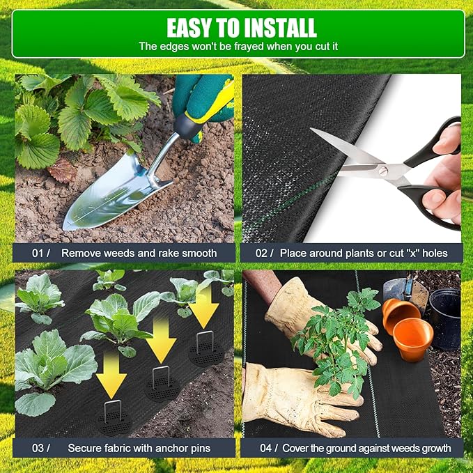 3ft x300ft Black Weed Barrier Landscape Fabric Heavy Duty 3.2OZ French Drain Fabric Ground Cover Weed Cloth for Erosion Control，Outdoor Gardening Weed Control Mat