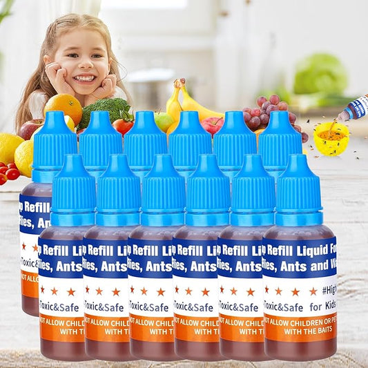 Fruit Fly Trap Refill Liquid, 0.68oz Bottle - Indoor Gnat Killer Lure, Ready-to-Use Attractant for Home Kitchen(12 Pack)