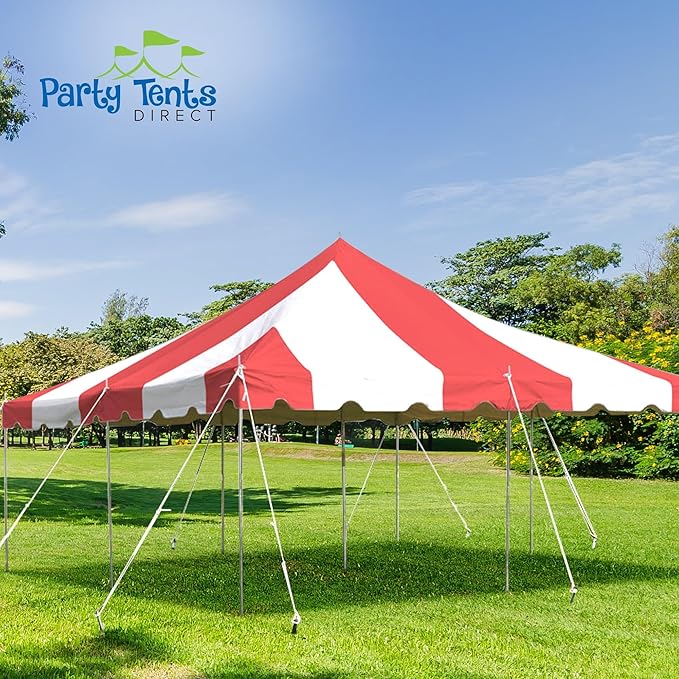 Party Tents Direct 20'x 20' Weekender Canopy Pole Tent with Sidewalls - Easy Up Canopy Tent with 80 Person Capacity - Outdoor Canopies for Parties, Weddings, and Events (Red/White)