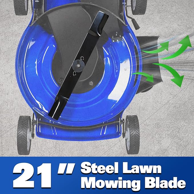 BILT HARD 21 Inch 201cc 4-Cycle Engine Push Lawn Mower, 3-in-1 Gas Lawn Mower with Bagging, Mulching and Side Discharge, Easy Start with Adjustable 8-Positions Cutting Height for Lawn, Yard, Garden