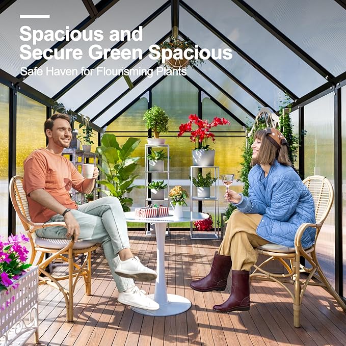 Greenhouse, 10.3x6.2 FT Upgraded Hybrid Polycarbonate Greenhouses for Outdoors w/2 Vent Windows & Swing Door Walk-in Greenhouses Aluminum Green House for Garden Backyard, Easy to Install