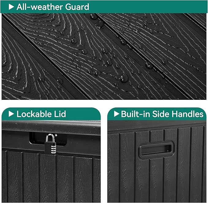 YITAHOME 260 Gallon Extra Large Deck Box, Double-Wall Resin Outdoor Storage Box with Flexible Divider for Patio Cushions Pool Supplies Garden Tools, 1000lbs Load Capacity, Lockable&Waterproof (Black)