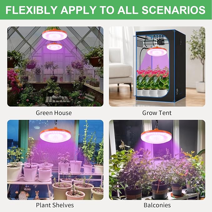 Solar Plant Grow Light Outdoor Indoor Run Day/Night, 96 LED Full Spectrum Solar Hanging Plant Light with Remote Control,16.4FT Cable/USB Charging/Timer for All Stage Plants