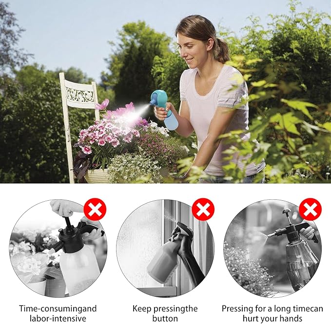 electric sprayer, electric spray bottle, long battery life, portable, USB charging, continuous spray bottle, watering can indoor plants, suitable for gardening and courtyard (white)