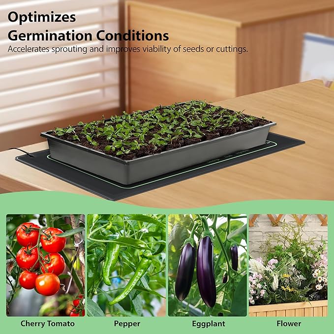 Seedling Heat Mat 2 Pack Heat Mats for Seed Starting Plants Indoor Growing Gardening Brewing Germination Greenhouses Terrarium Reptile Waterproof Seed Rooting Warming Heating Pad 10"X20.75"
