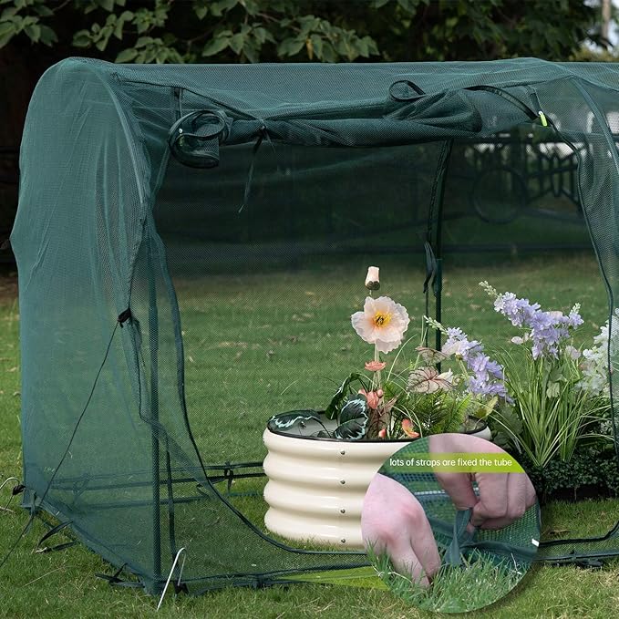 Poray Large 12.3X4FT Tunnel Plant Netting Cover,4.1FT Tall Crop Cage Tomato Netting for Vegetables&Fruits,Durable Gardening Net for Plant and Animals