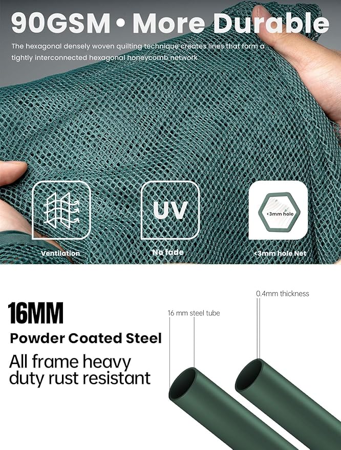 Poray Large 12.3X4FT Tunnel Plant Netting Cover,4.1FT Tall Crop Cage Tomato Netting for Vegetables&Fruits,Durable Gardening Net for Plant and Animals