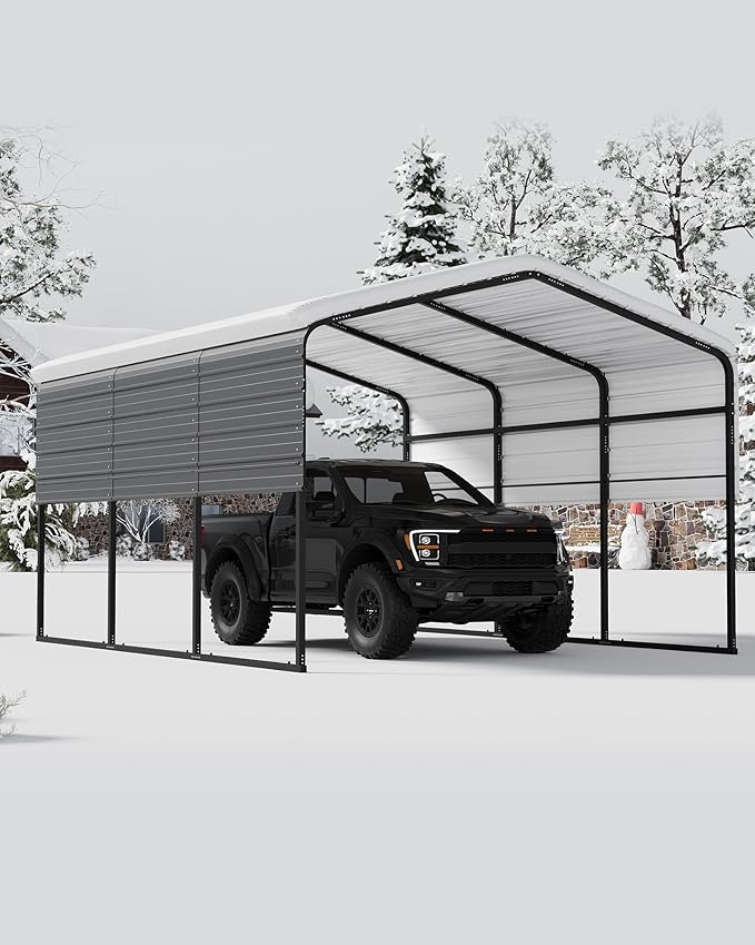 13' X 16' X 8.5' Heavy Duty Metal Carport with Galvanized Roof, Weatherproof Car Garage Shelter, All-Weather Permanent Cover for Cars/Trucks/Boats/Tractors