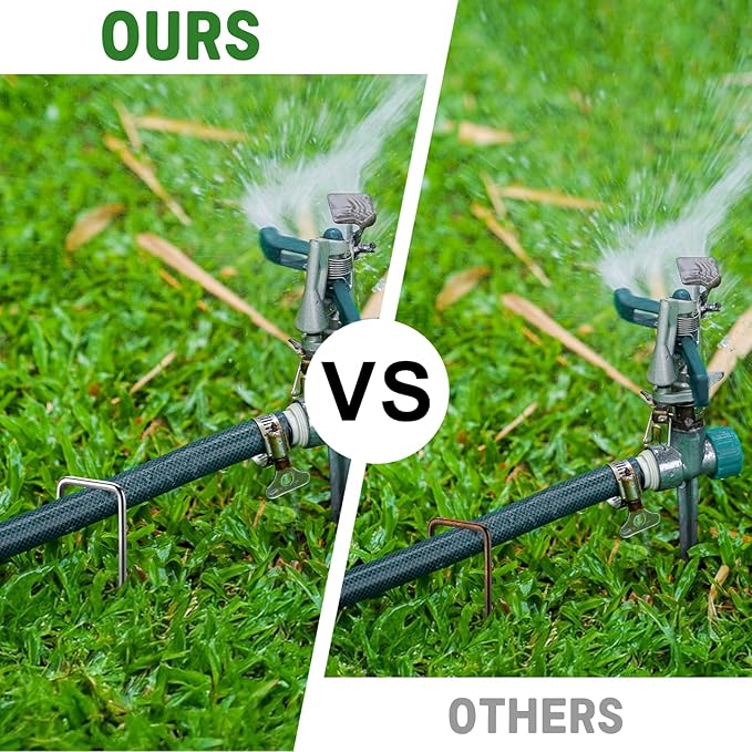 Breezz 50 Pack Garden Staples 6 Inch 12 Gauge Galvanized Pins, Heavy-Duty Ground Stakes for Weed Barrier, Irrigation Tubing, Yard Fabric, Halloween & Christmas Decoration Anchoring