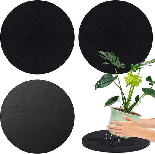 Plant Coaster Mat Reversible(Fabric/Leather),3Pcs Plant Coasters for House Plants Indoor & Outdoor,Household Products Absorbent/Waterproof(10inch)